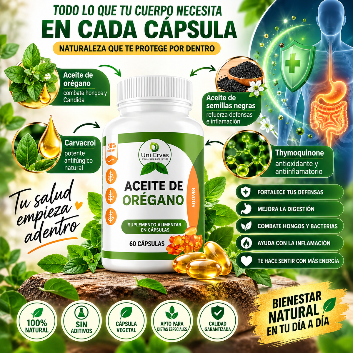 El Antibiótico Natural más Poderoso - Aceite de Orégano - ¡Lleváte 2 por el precio de 1!